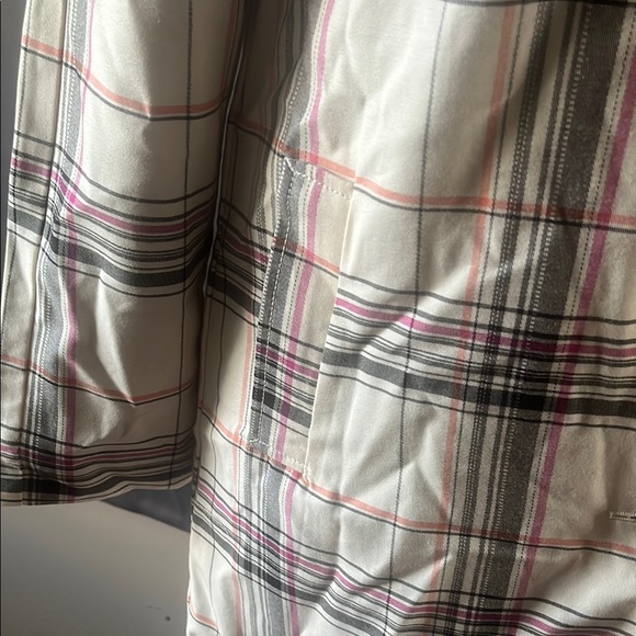 Merona Cream and Black Trench Coat with Plaid Design - Picture 7 of 9